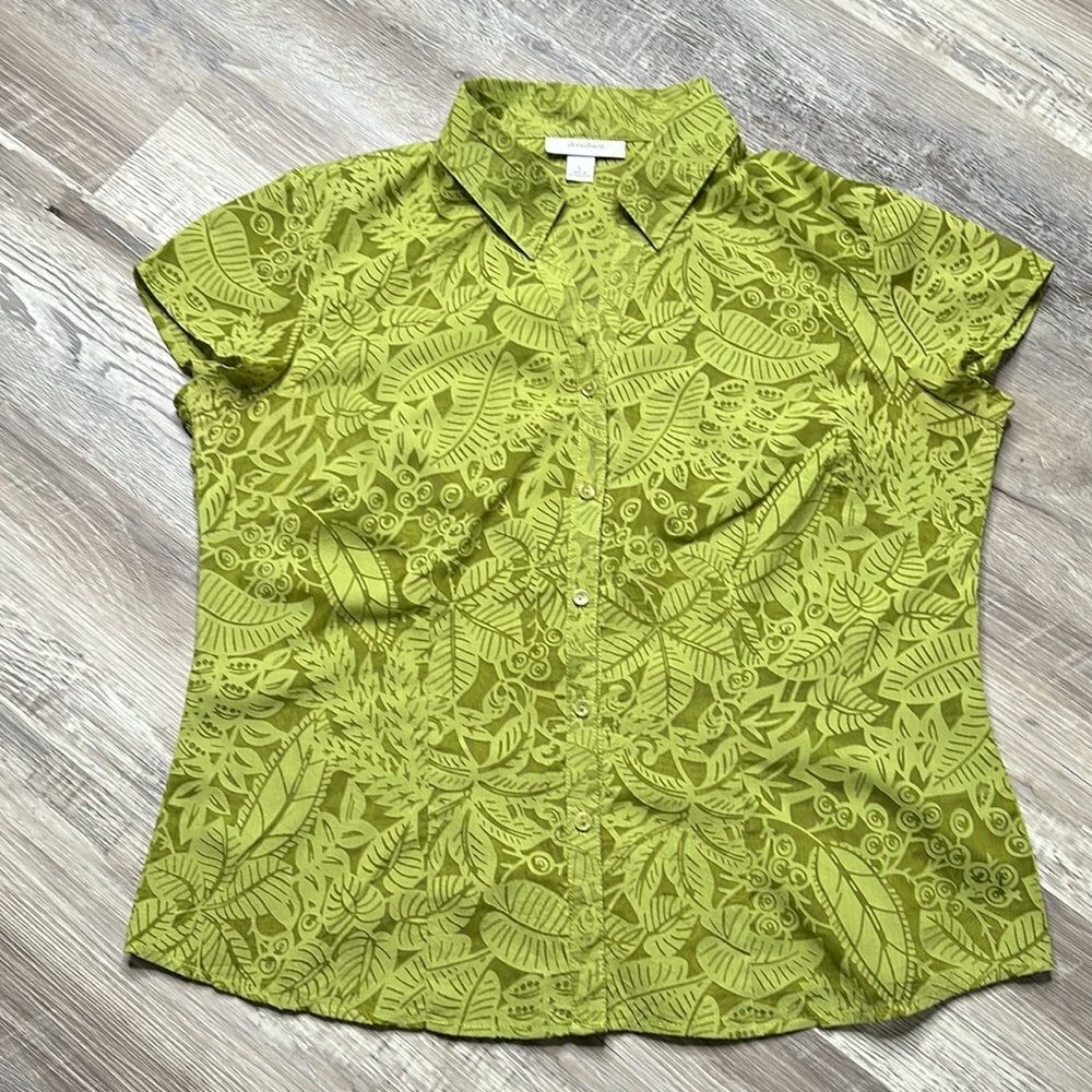Dressbarn 2 Piece Green Top Set Blouse + Cami | Large | Leaf Print | WA-1578 - Picture 6 of 16